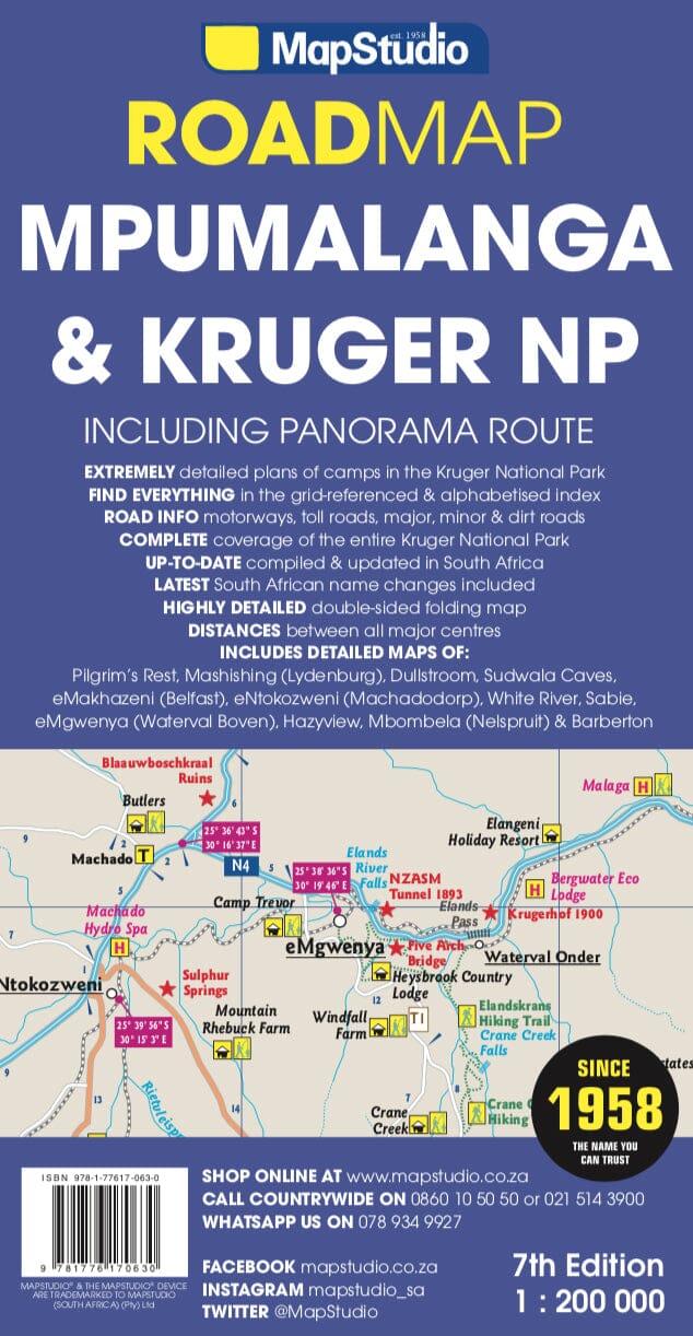 Mpumalanga & Kruger NP Road Map - MapStudio - 2023