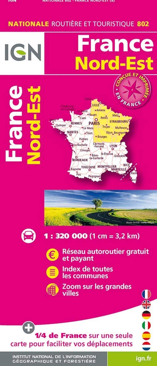 France North East IGN 802 Travel Map
