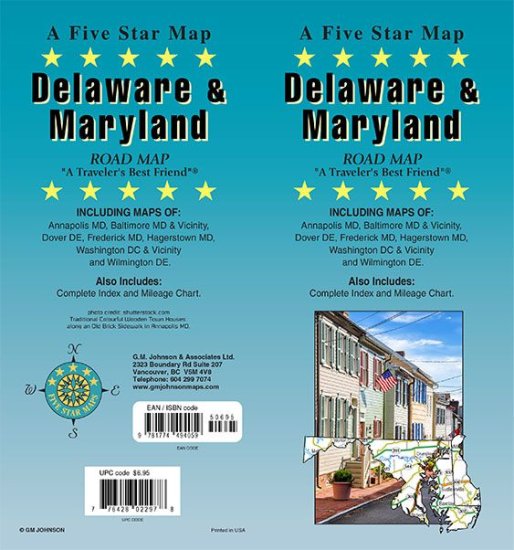 (image for) Delaware & Maryland Road Map - Five Star - 2024