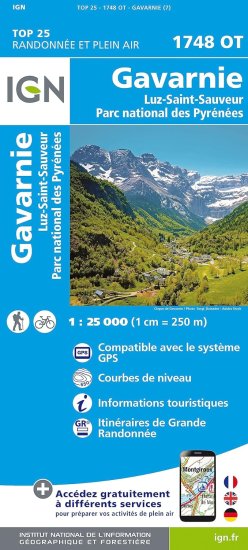 (image for) 1748 OT Gavarnie Pyrenees IGN 1:25,000 - 2017