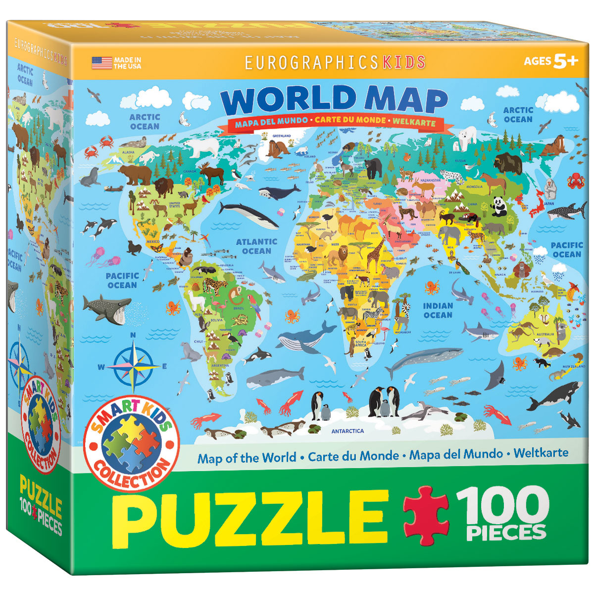 EuroGraphics Illustrated Map of the World 100-Piece Puzzle