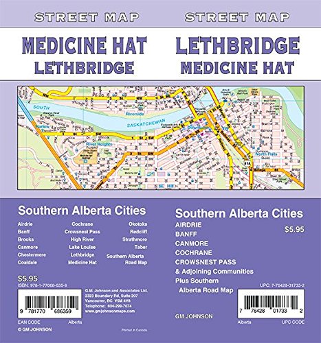 Lethbridge/Medicine Hat/Banff/Canmore, Alberta Street Map