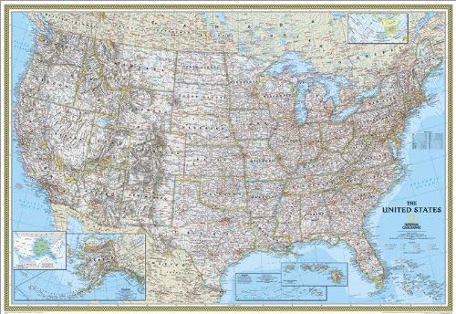 USA Political Wall Map, Paper Standard - 2018