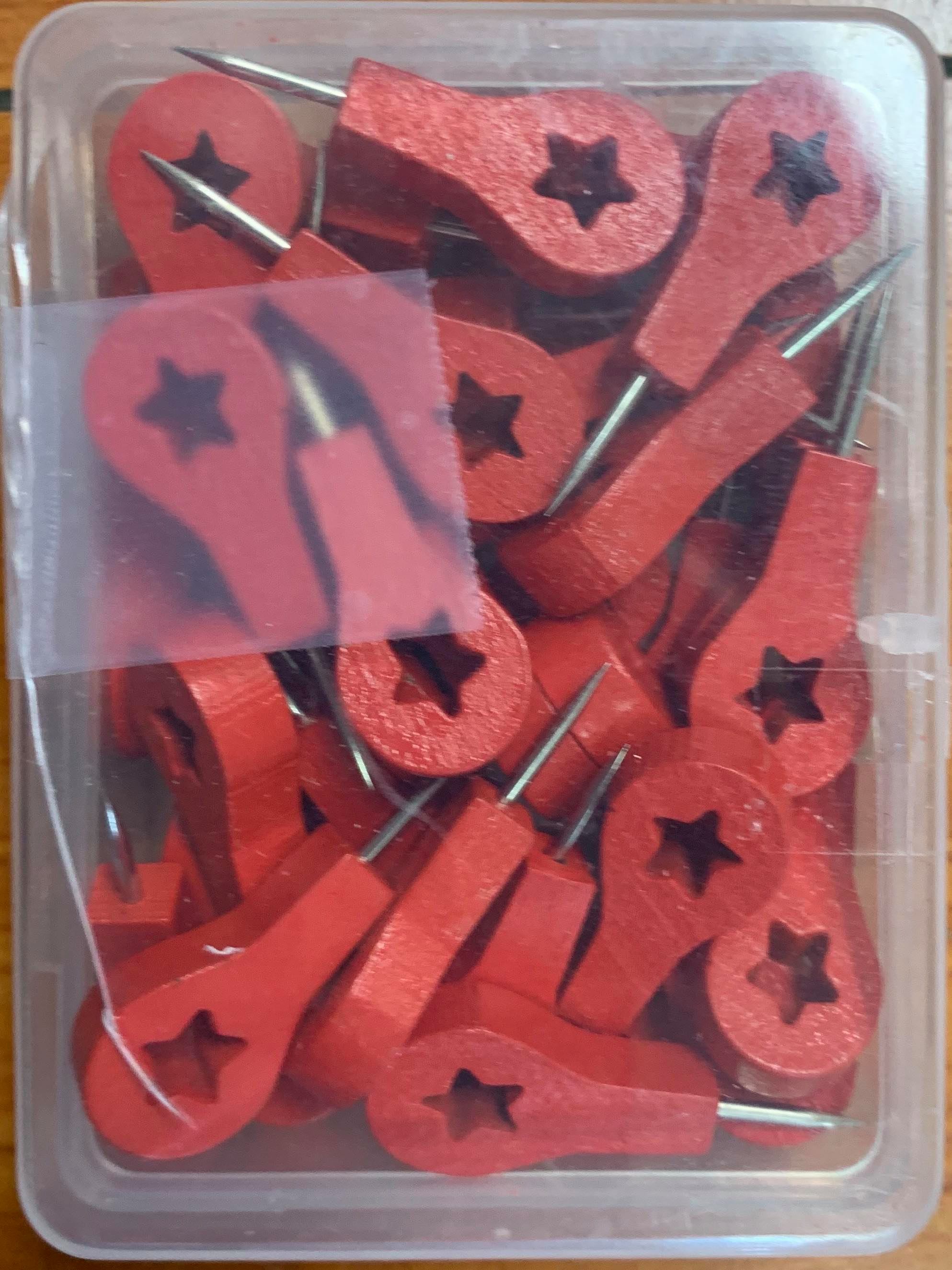 Red Map Markers Wooden Drawing 40 Pieces