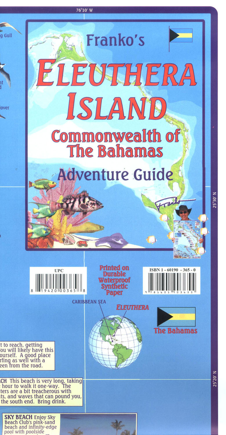 Eleuthrera (Bahamas) 1:190,000 Adventure Guide Map 2011