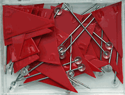 P602-Pennant Shaped Map Flag Pins - Red (25 per box)