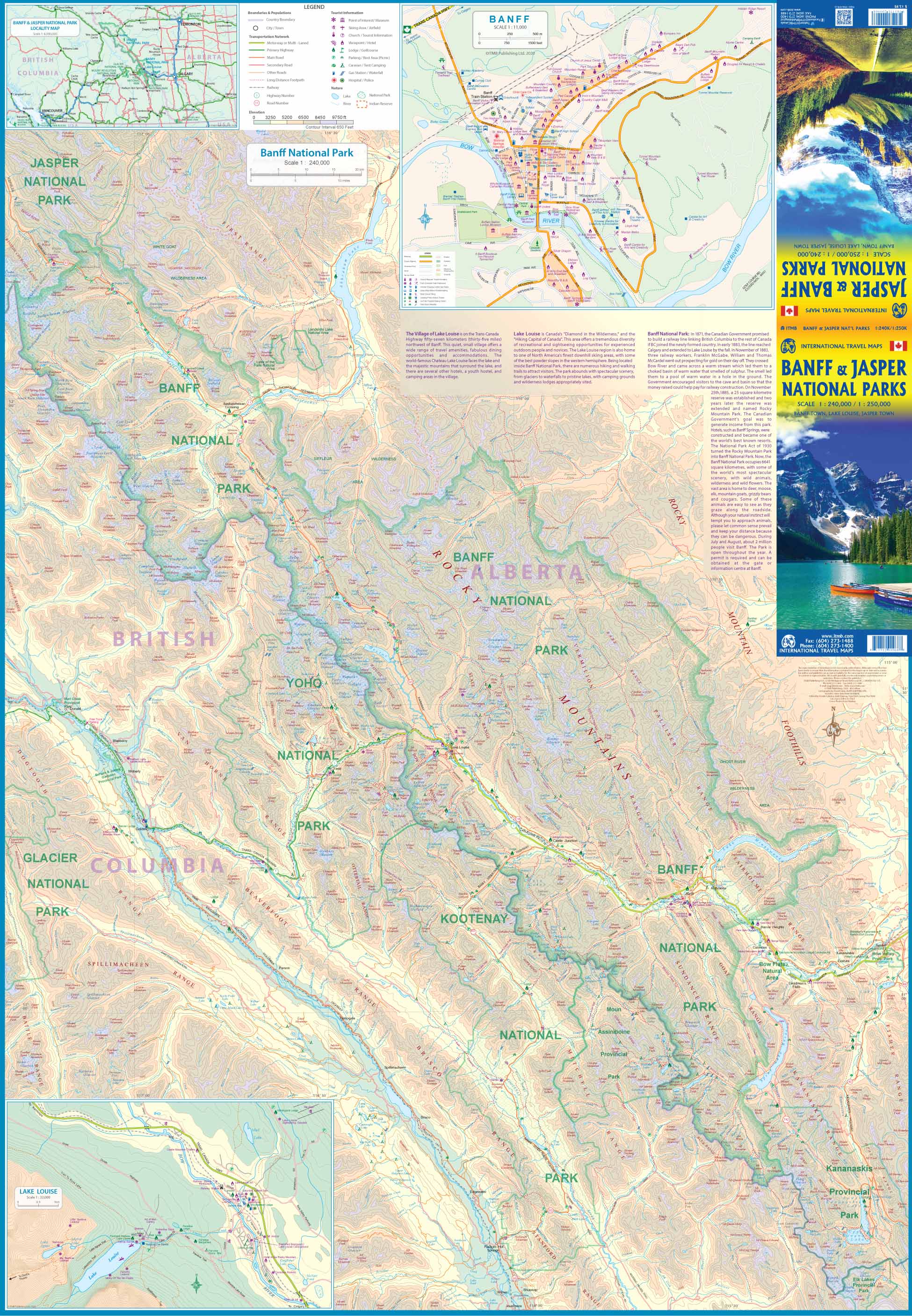 1. Banff and Jasper National Parks Travel Map 1:240K/1:250K-2020 - Click Image to Close