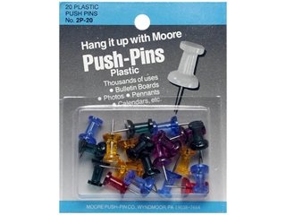 Moore Push-Pin Plastic Head 20 pc Assorted Gem Stone