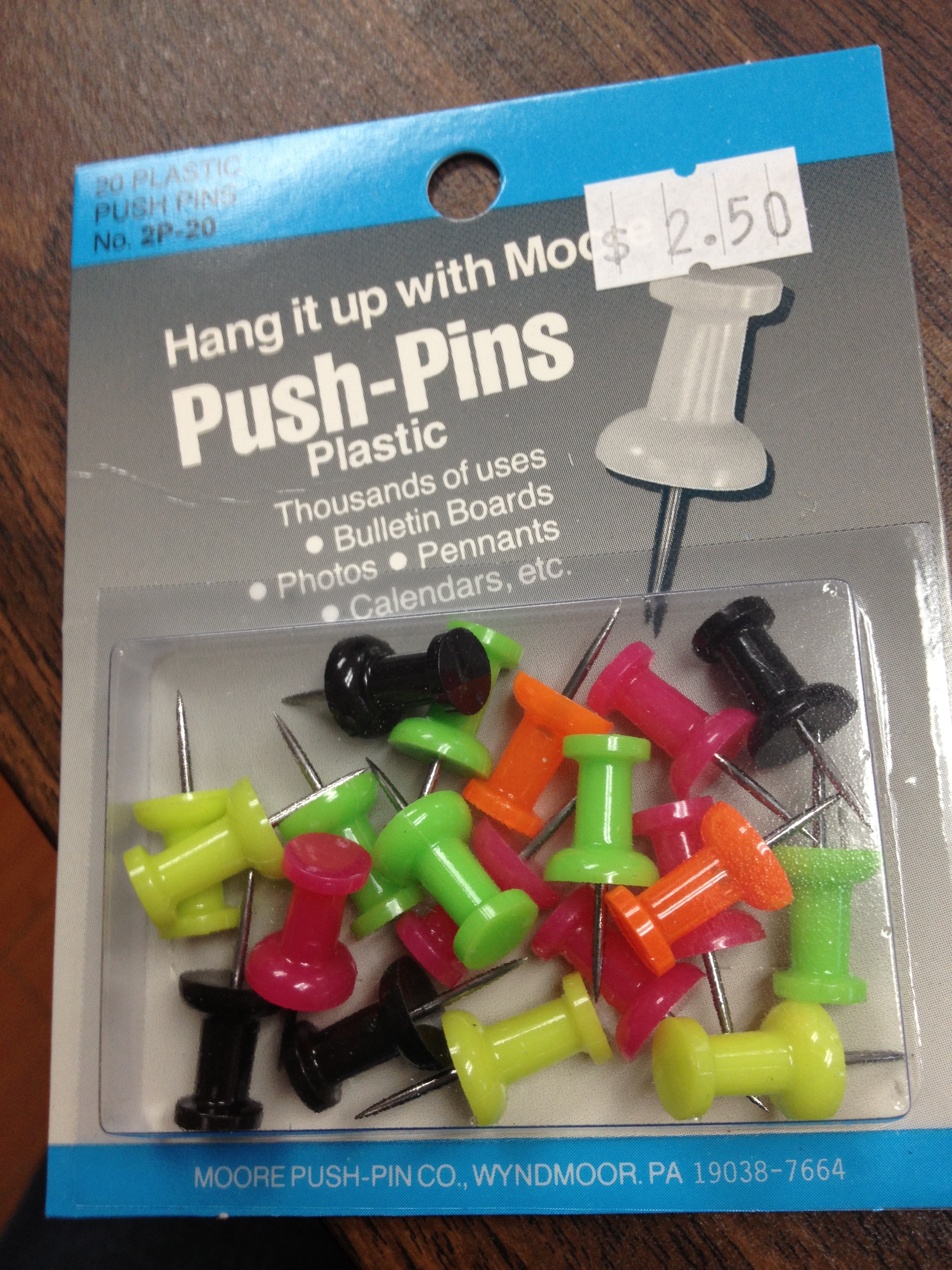 Moore Push Pins assorted pack of 20