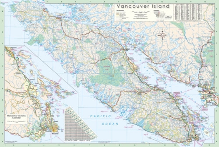 Vancouver Island Wall Map Paper- Davenport 40"x27"