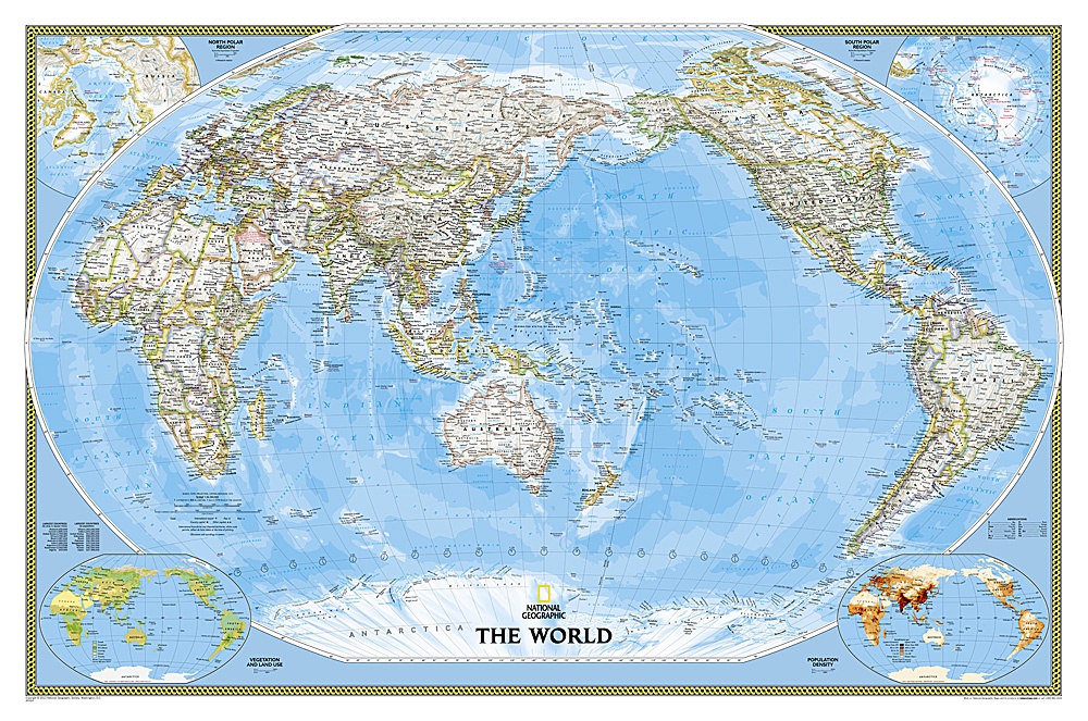 World Classic Political Wall Map 78"X48", (laminated)