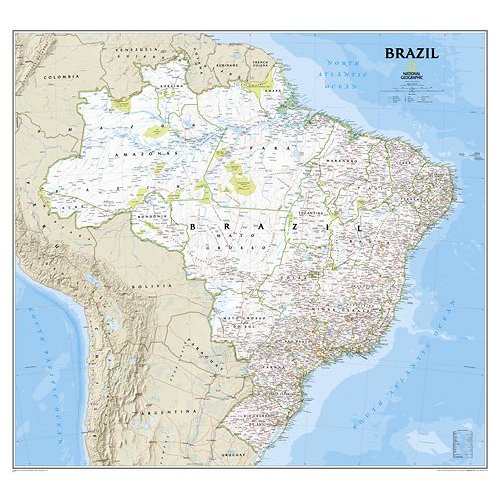 Brazil Classic Wall Map, Tubed 41x41"