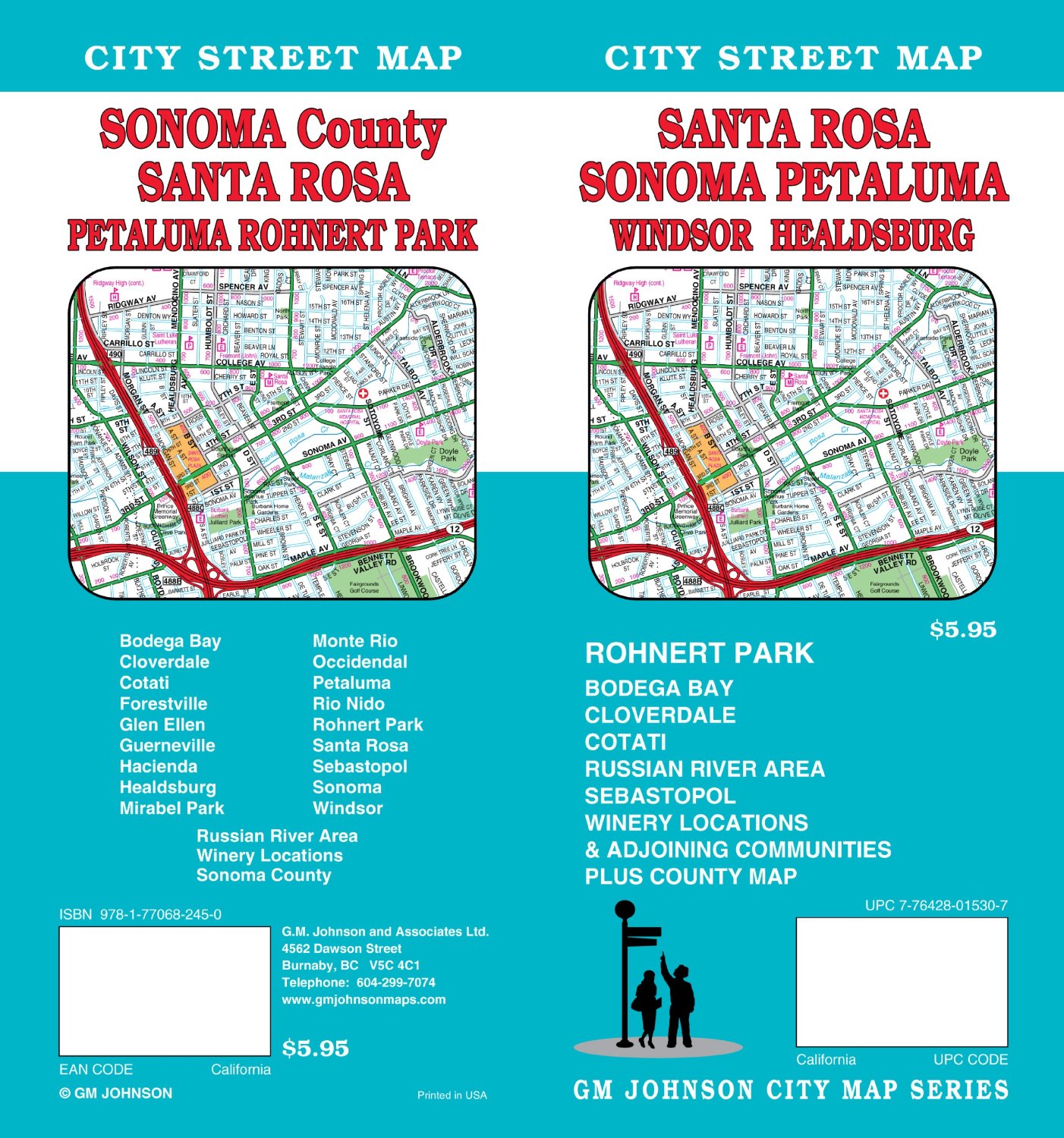 Santa Rosa/Sonoma/Petaluma/Windsor/Healdsburg City Street Map GM
