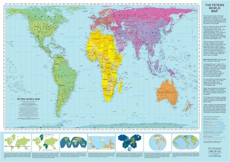 Peters Equal Area Wall Map 36"x24"