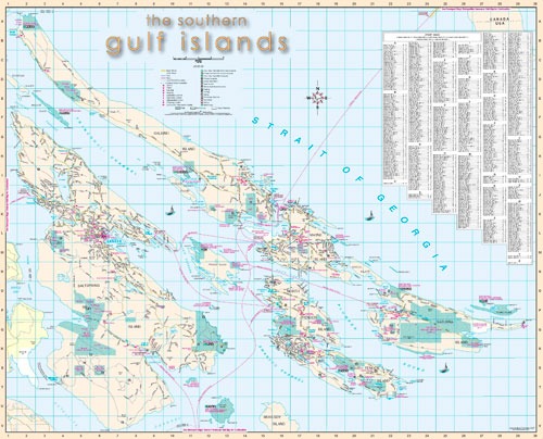 Southern Gulf Island Wall Map 35 x 43"