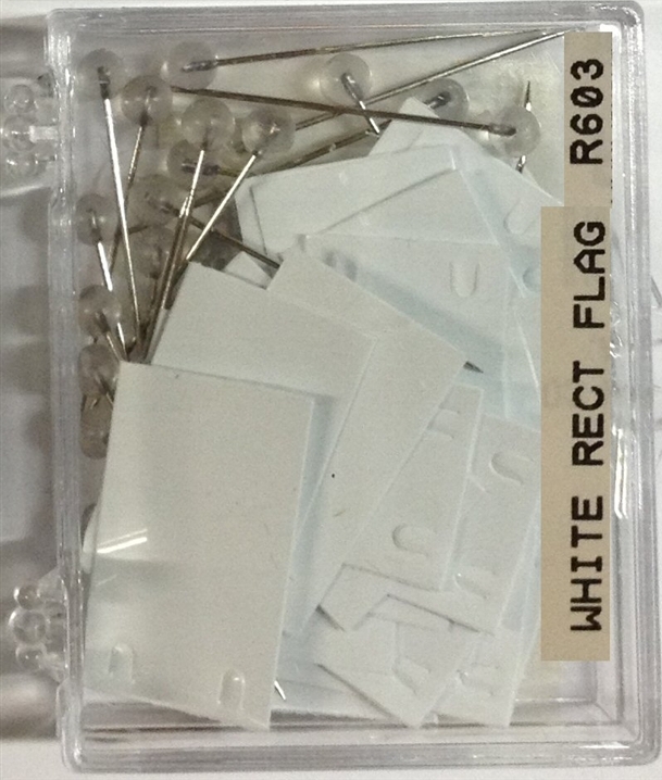 R603-Rectangle Shaped Map Flag Pins - White (25 per box)