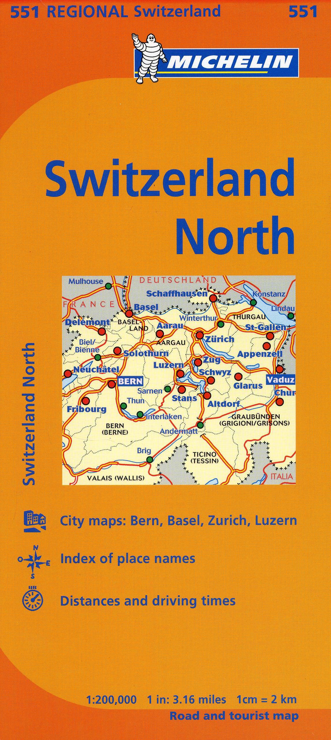 Switzerland North Map MH551 2012 - Michelin